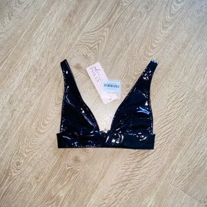 Faux Patent Leather Bralette